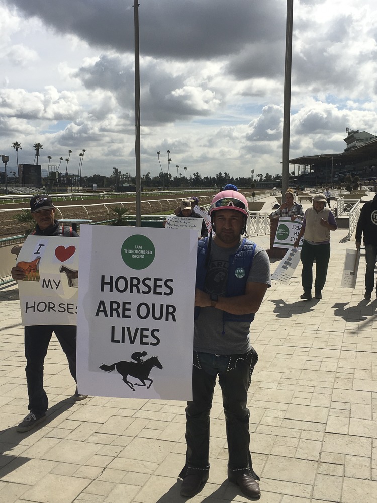 PETA protester holding up sign.