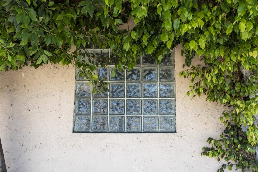 Window made of glass bricks.