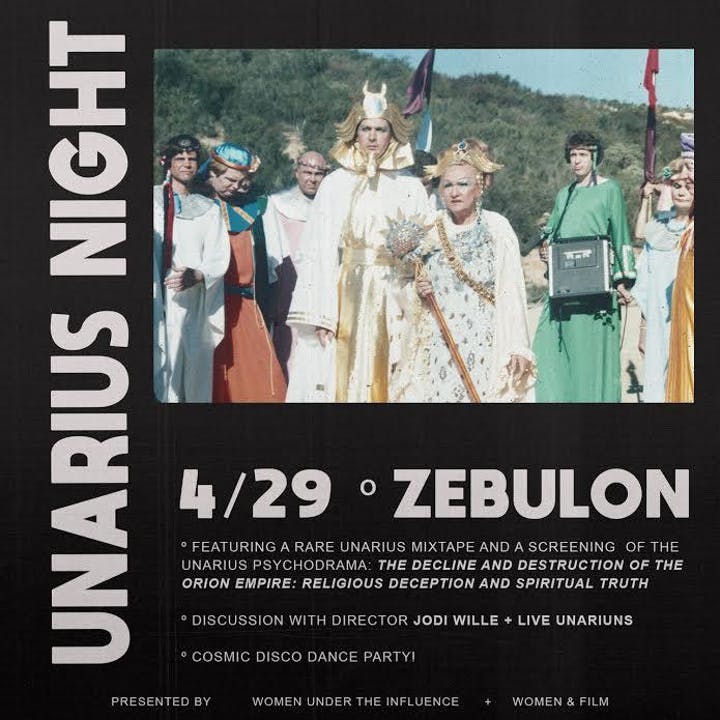 Poster of event featuring image of Unarius members. 