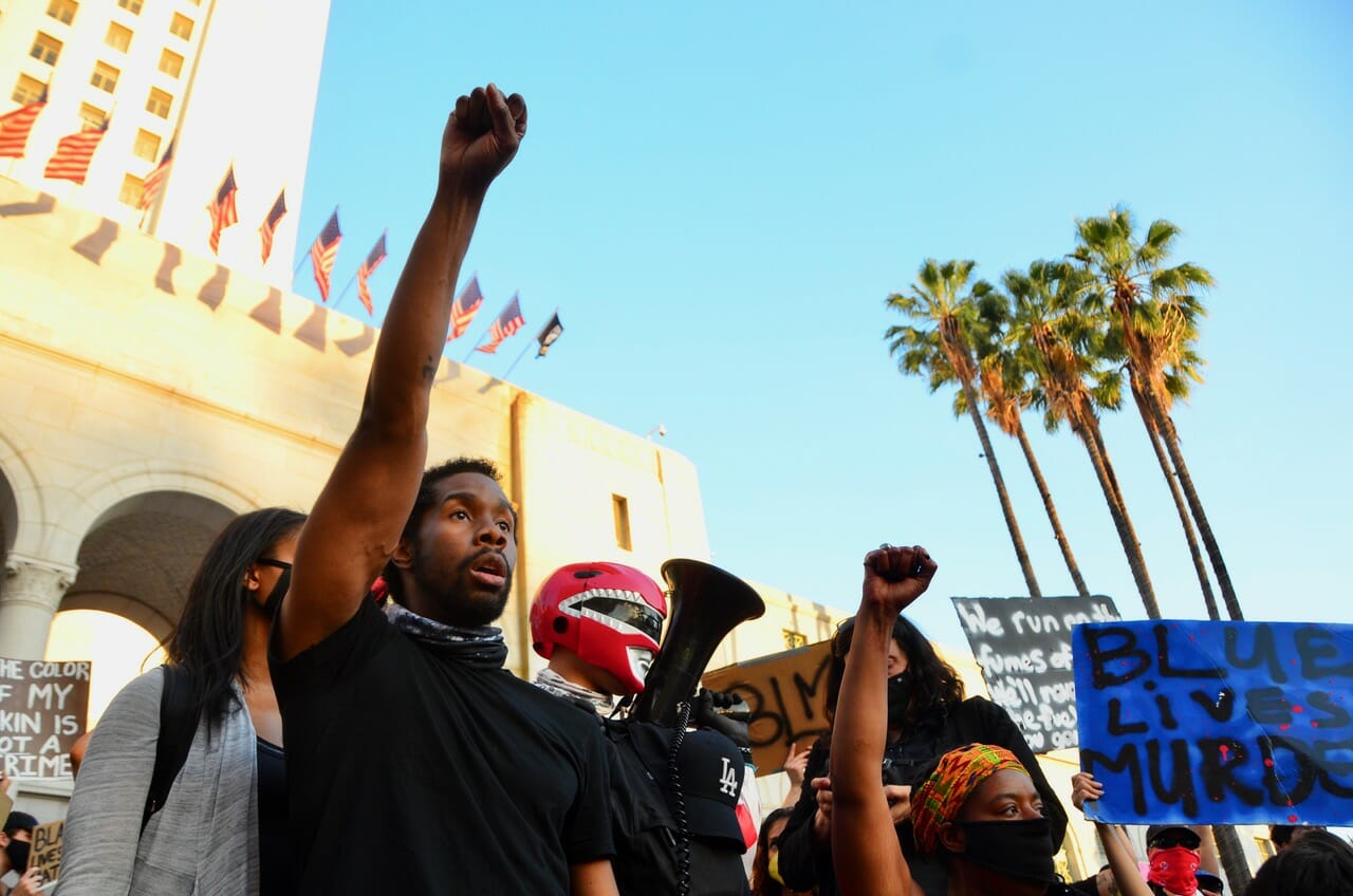 Black Lives Matter march in downtown Los Angeles on June 3, 2020.