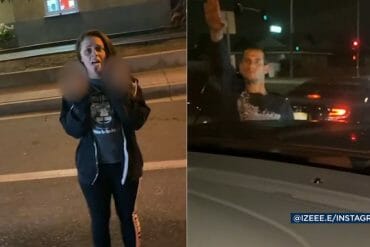 A white couple was caught on video taunting a Mexican woman and her Black boyfriend while using racial slurs and gestures.